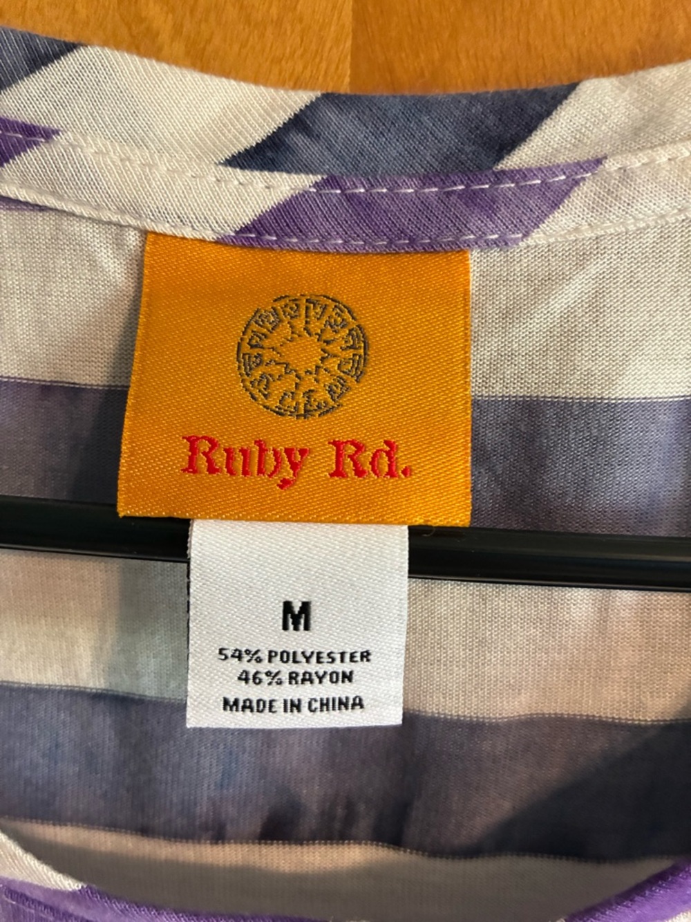 Ruby Rd. Purple and White Striped Top - Picture 3 of 5
